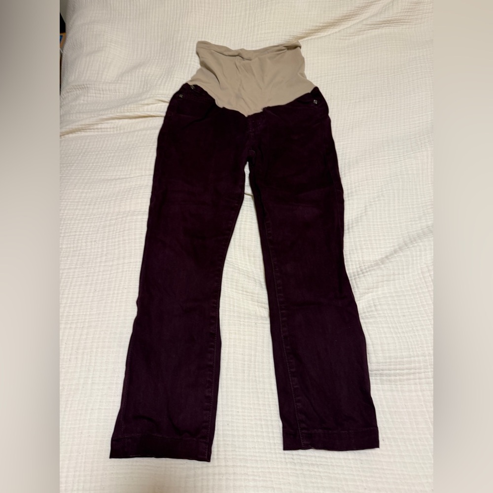 7 For All Mankind Women's Skinny Maternity Jeans in burgundy